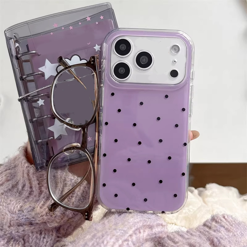 Phone Cases Cool Girl - เคสโทรศัพท์ลายการ์ตูนจุดสีม่วงสไตล์เกาหลีน่ารักสำหรับ iPhone 17 16 15 14