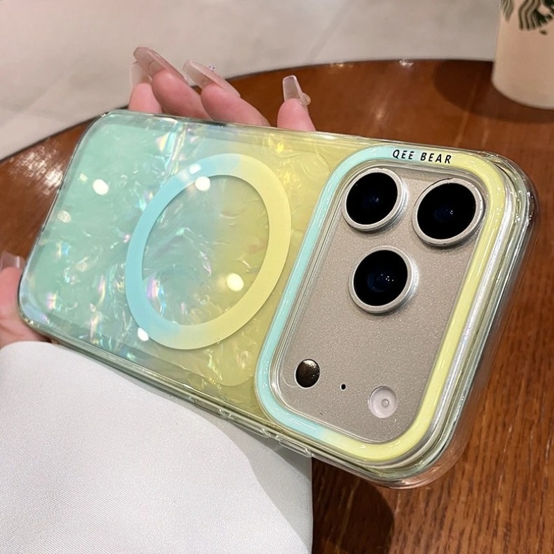 Gradient Color Case - เคสโทรศัพท์แม่เหล็กลายเปลือกหอยสีรุ้งไล่เฉดสำหรับ iPhone 15 16 17 18