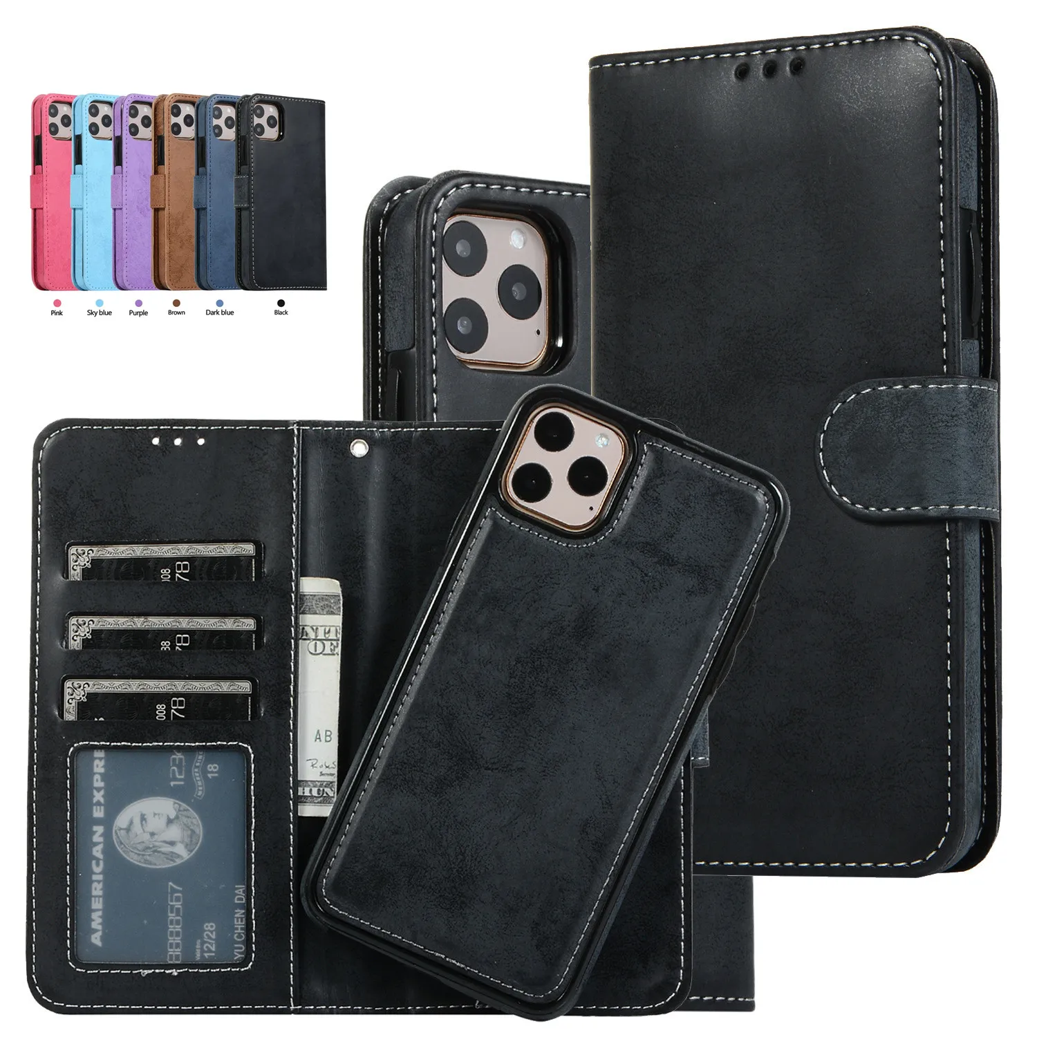 Phone Cases Classy - หรูหราหนังที่ถอดออกได้กระเป๋าสตางค์สําหรับIPhone 13 14 15 16 Pro