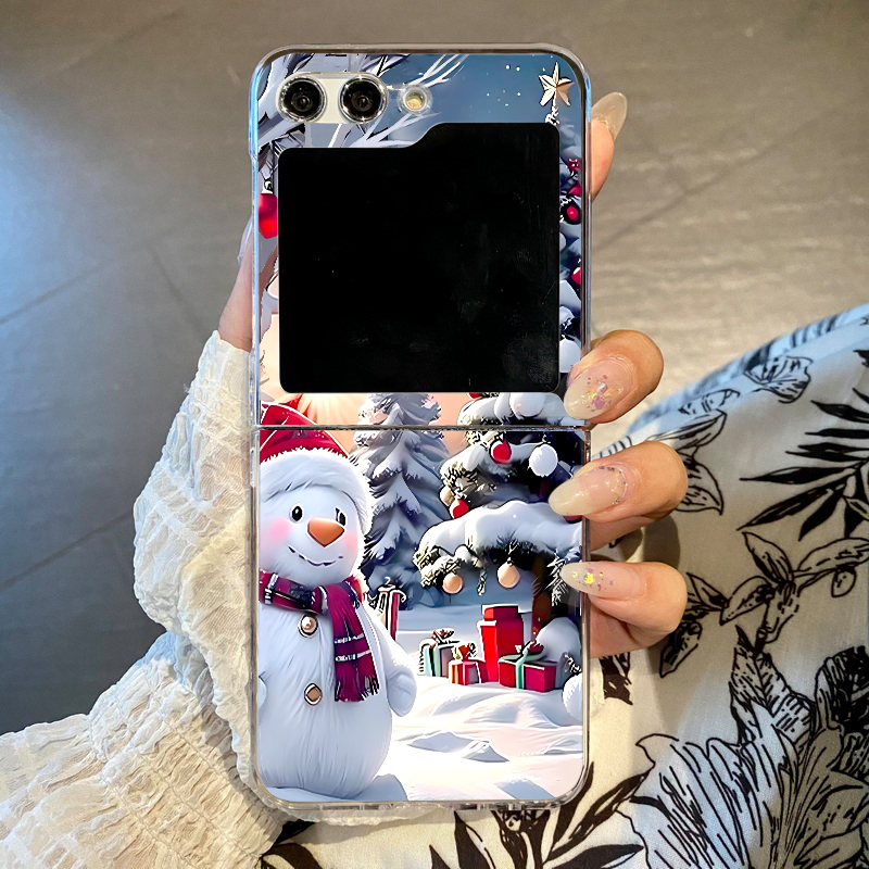 Phone Cases Z Flip 6 - เคสโทรศัพท์ลายกวางเรนเดียร์และสโนว์แมนสำหรับคริสต์มาส สำหรับ Samsung Galaxy Z Flip