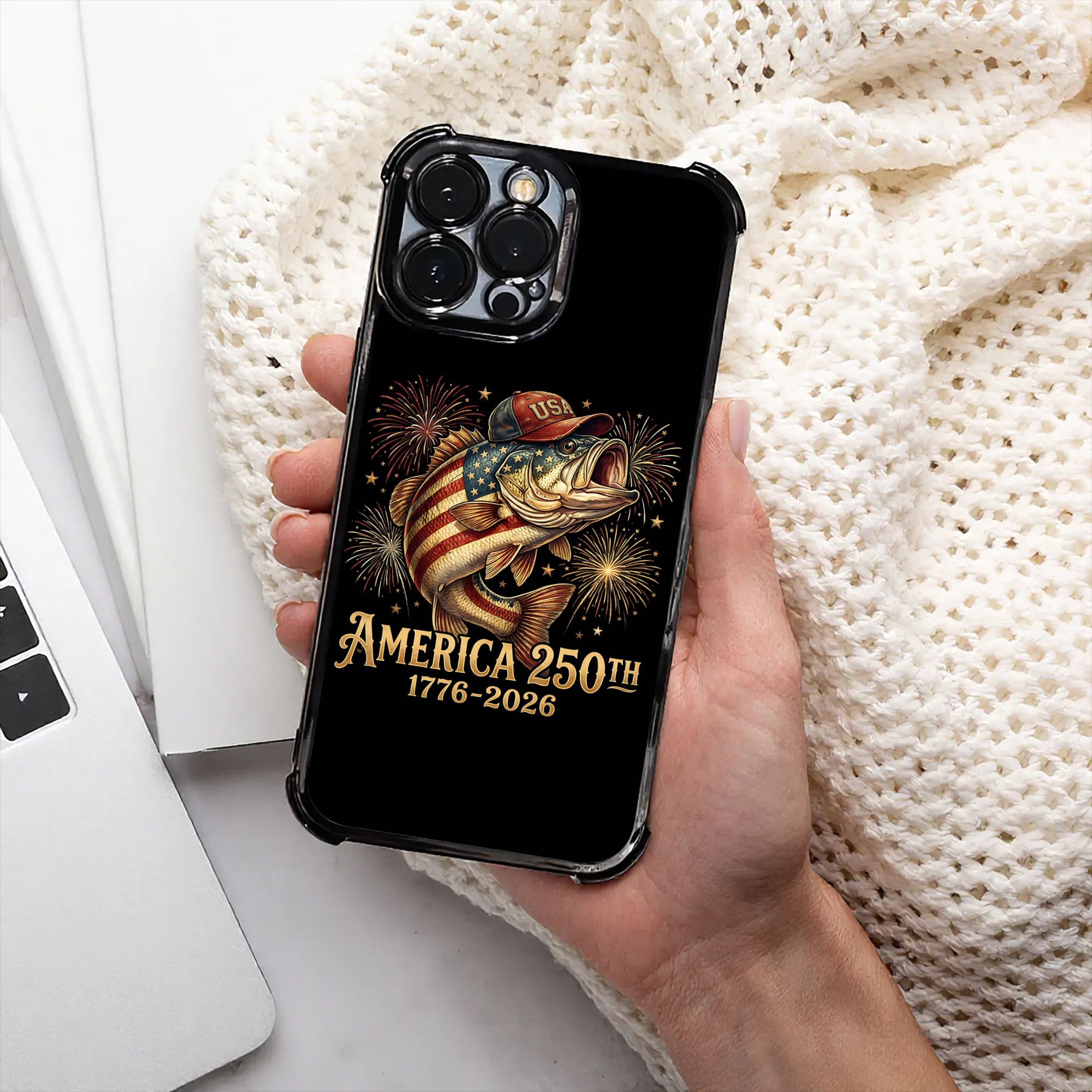 Phone Cases Usa - เคสโทรศัพท์ลายธงชาติสหรัฐฯ ฉลองครบรอบ 250 ปีการตกปลาเบส ปี 2026