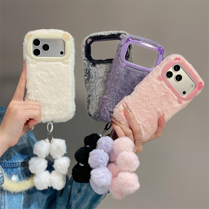Phone Cases Iphone 16 - เคสโทรศัพท์ขนเฟอร์สีพื้นสุดหรู สำหรับ iPhone 17 Air 16