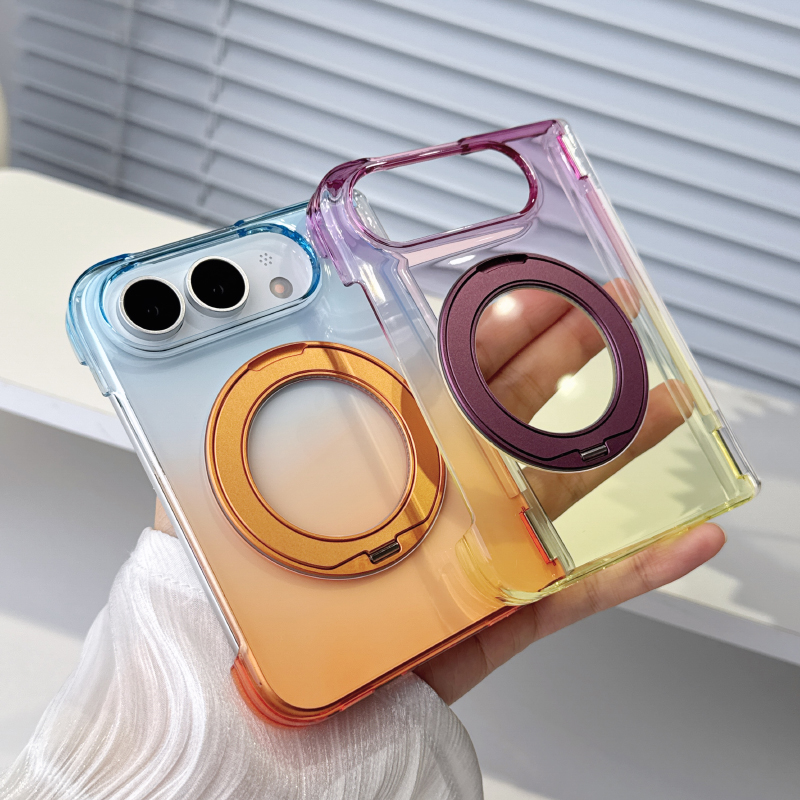 Gradient Color Case - สำหรับ Magsafe Magnetic 360 ° เคสโทรศัพท์แบบพับได้สำหรับ