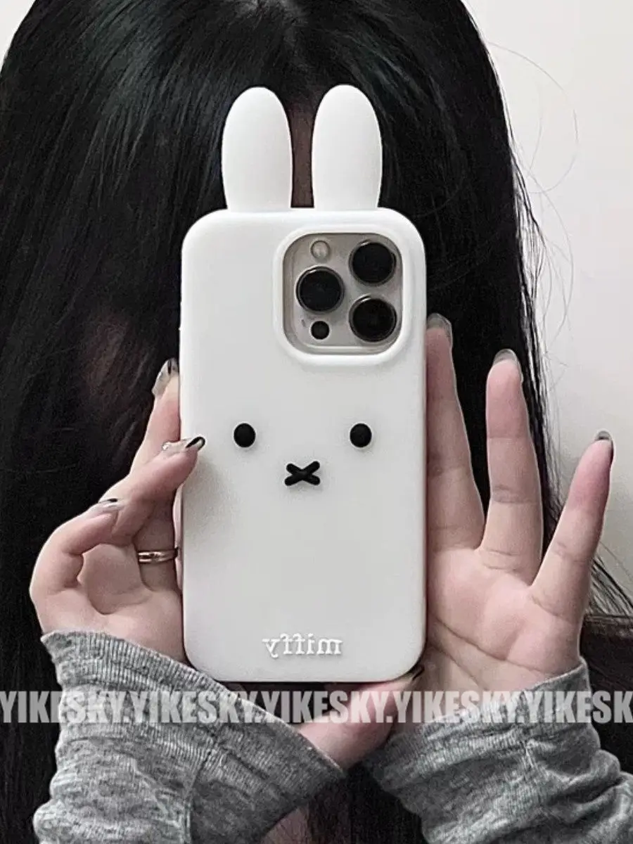 Phone Cases Rubber - Kawaii Miffy Iphone 11/12/13/14/15/16ProMaxเคสโทรศัพท์ซิลิโคนน่ารักAnti-Drop Simple All-Wrap