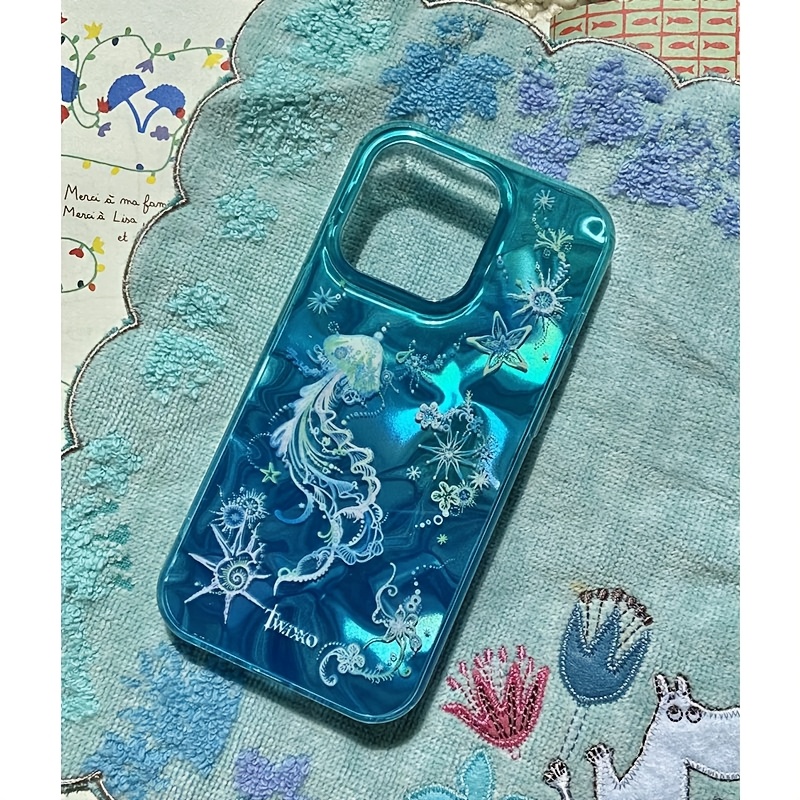 Phone Cases Classy - เคสโทรศัพท์หรูหราลายแมงกะพรุนและปลาดาวสีน้ำเงินสำหรับ iPhone 17 16 15 14