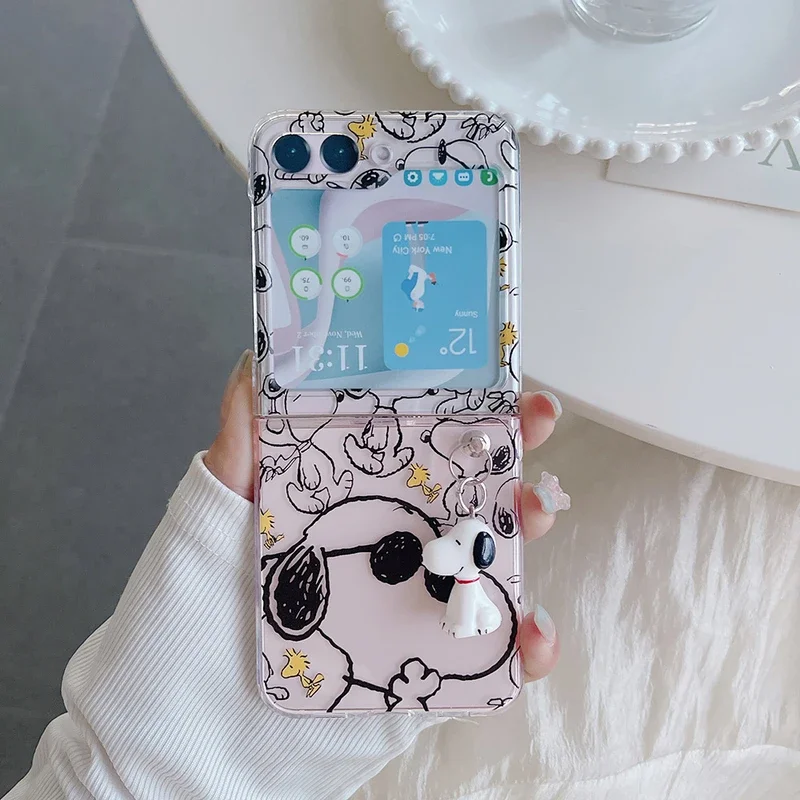 Phone Cases Z Flip 6 - น่ารักการ์ตูนสนูปปี้ ชาร์ลี บราวน์ พีนัทส์เคสโทรศัพท์โปร่งใสสำหรับซัมซุง กาแลคซี่ ซี