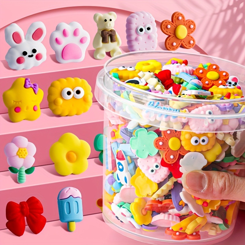Phone Cases Rubber - สติกเกอร์ยางนิ่มลายดอกไม้และสัตว์แบบ DIY 100 ชิ้น - อุปกรณ์เสริมงานฝีมือสำหรับเคสมือถือ