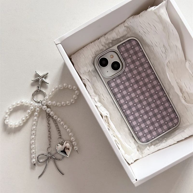เคสโทรศัพท์ลายตารางสีชมพูม่วงร - Phone Cases Cool Girl บทวิจารณ์และราคา